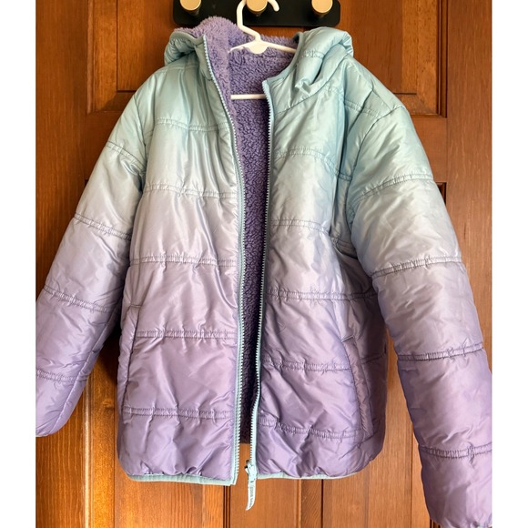 Eddie Bauer Other - Eddie Bauer Girls‎ Reversible Jacket Size M 10-12 Purple Ombré Cozy Fleece Lined